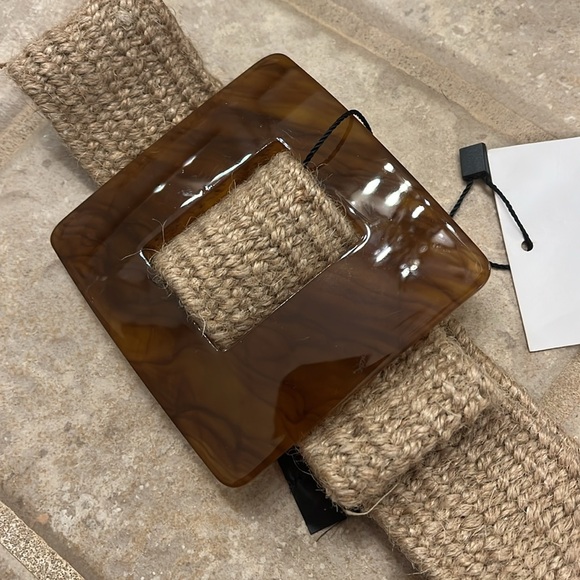 Zara tan stretchy woven belt 80 - Picture 2 of 3